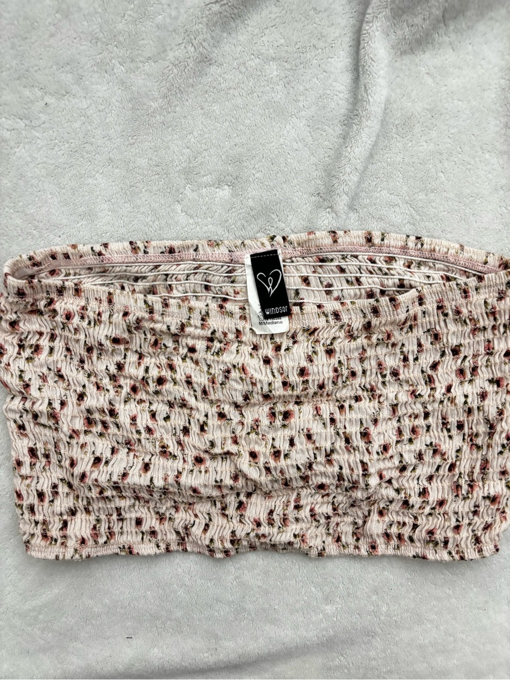 Windsor Light Pink Floral Smocked Bandeau Top
